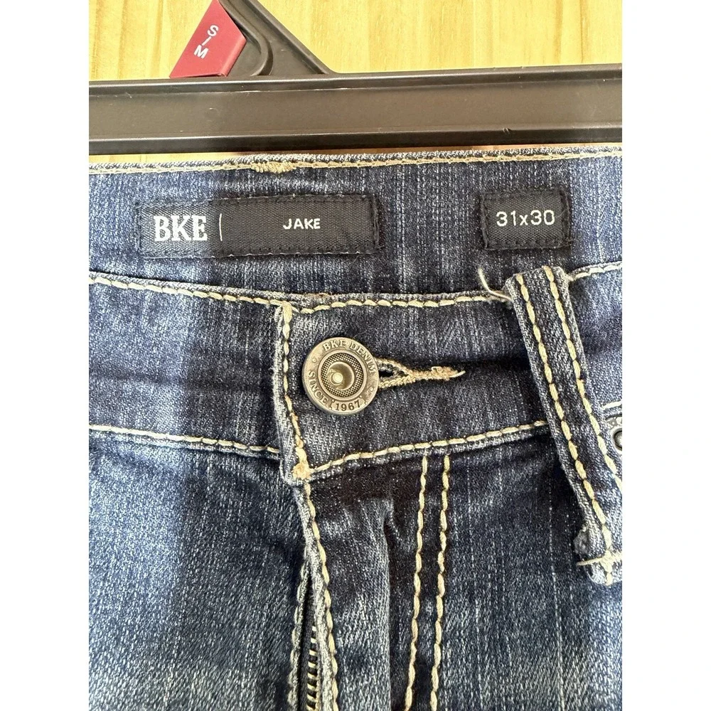 BKE Men's Jake 31x30 Bootcut Medium Blue Denim 5-Pocket Jeans Button‎ Zip Up